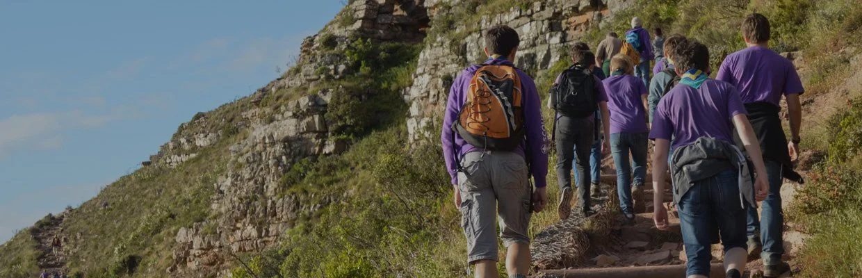 scouts hiking up lions head